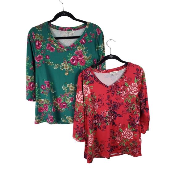 The Pioneer Women Long Sleeve Top Bundle Small Womens Floral V Neck Lot Of 2 Top - Picture 1 of 7